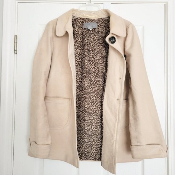 Ann Taylor Empire Waist Cotton Pea Coat Tan M - Picture 3 of 9